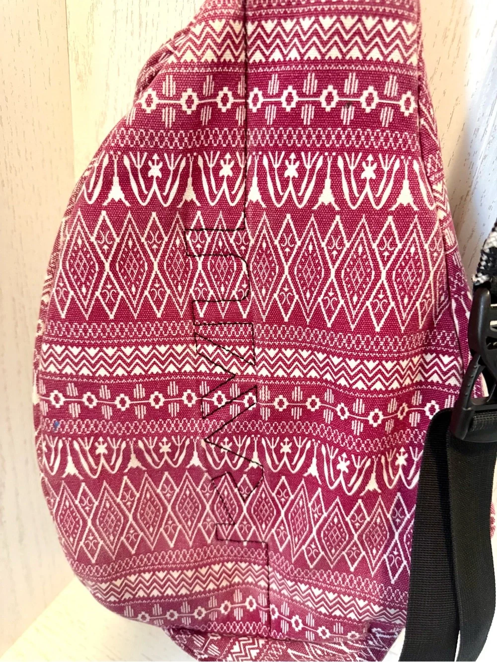 Kavu red Aztec print Crossbody Sling Bag with Black Strap
